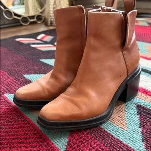 Franco Sarto Brown Leather Ankle Booties